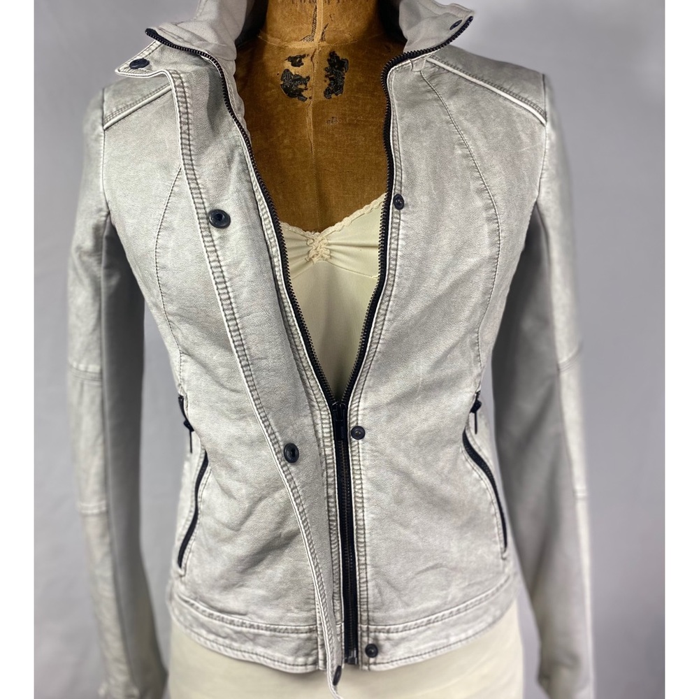 Express Faux Leather Denim Look Jacket
